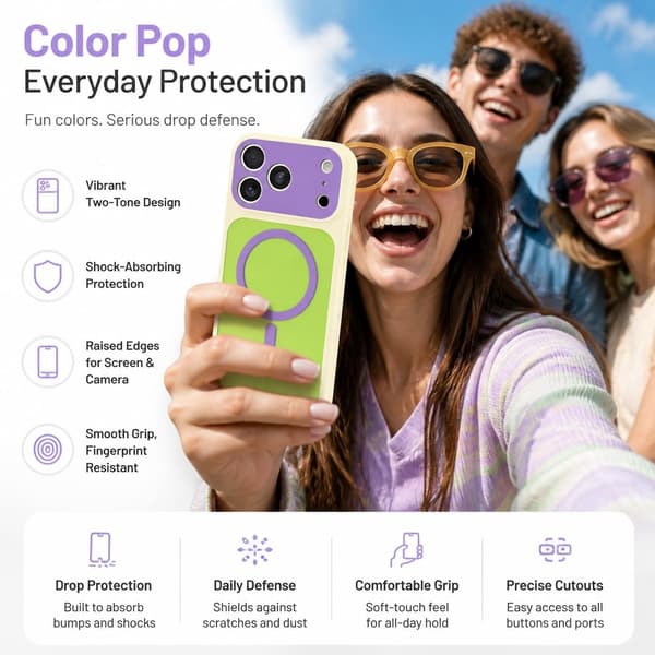 iPhone 18 Pro Magnetisk deksel i kontrastfarger, rosa iphone 18PRO