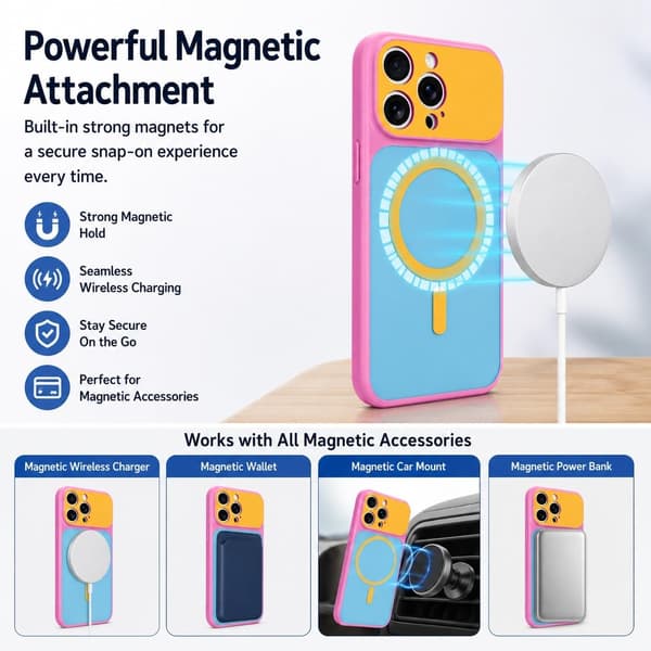 iPhone 15 Pro Max Magnetisk Cover Kontrast Candy Farve, Blå iphone15PROMAX
