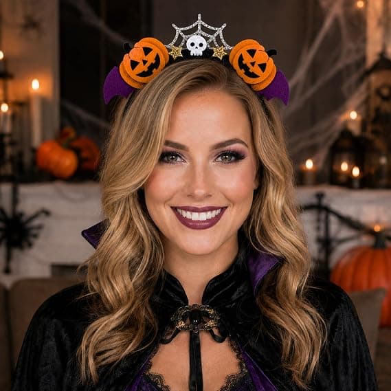 Halloween Græskar Hårbånd til Kvinder Piger, 1 Pakke (21cm*18cm)