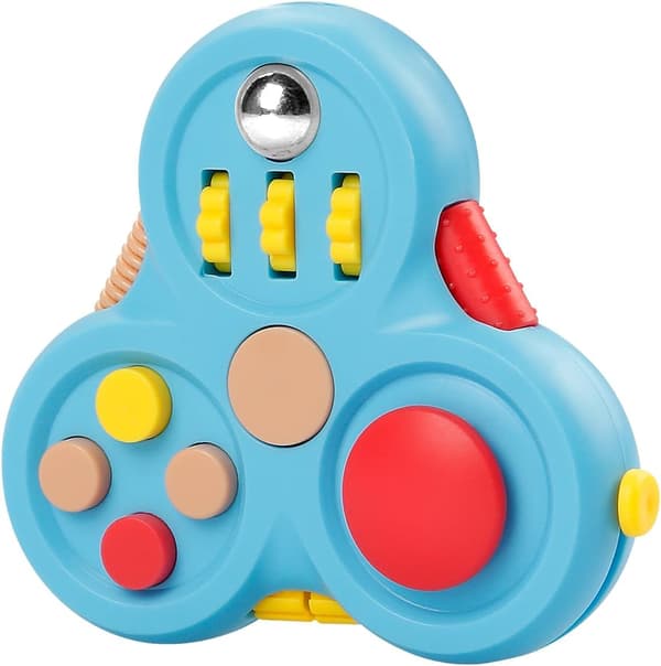 Fidget Pad - 11 Funktion Legetøj til Stress- og Angstdæmpning - Perfekt Spil til ADHD, ADD (Sort) Blue
