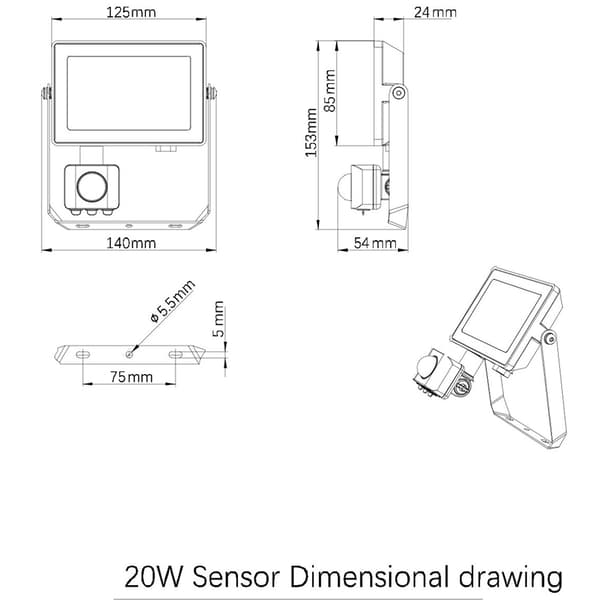 ProjectLine Flomlys 20W 1800lm Sensor