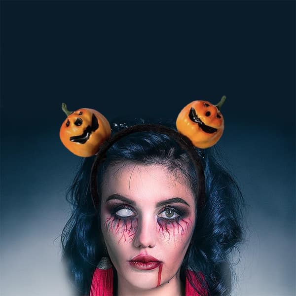 Vridbart hårbånd for Halloween-kostymefester Trygt Praktisk Lett Unisex Hårstylingtilbehør Kostymehårbånd (Dobbelt gresskarhode)