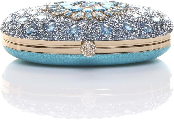 Diamantutsmyckad oval balklänningsväska (ljusblå, 19.5cm*4.5cm*15.5cm) light blue