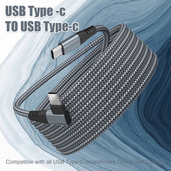 USB-C-lader med vinklet kontakt 60 W hurtiglading Grå 2 m Grå