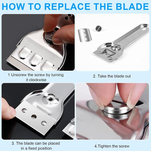 Glasskraber i rustfrit stål, egnet til keramiske kogeplader, induktionskogeplader, maling osv. 20 blade.