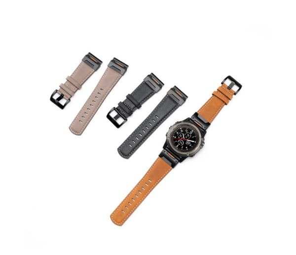 Ekte skinnreim til Garmin Fenix 8/7X/7/6/5/965 Grå 26 mm Grå 26 mm Gray