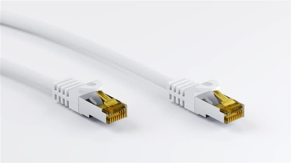 RJ45 patchkabel S/FTP (PiMF), 500 MHz, med CAT 7 råkabel, vit, 25 m