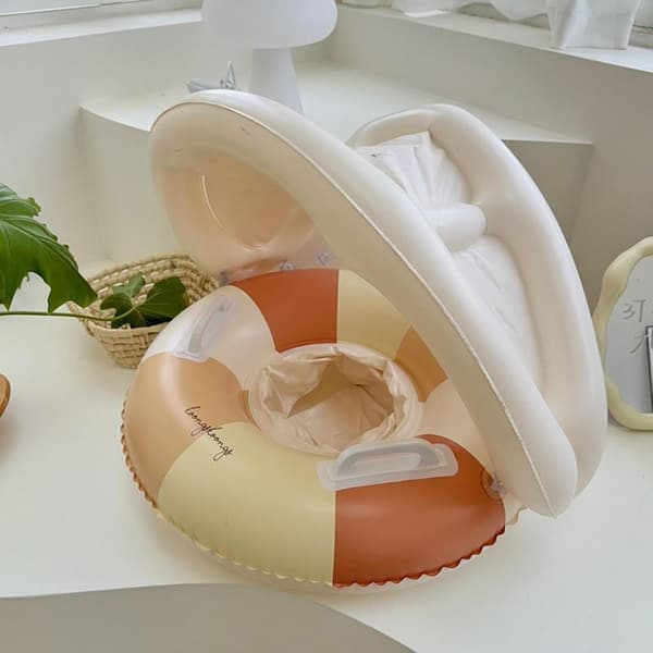 Babysvømmeflåte - Sammenleggbart flytesete, retrostil, basseng (oransje, 54 cm) orange