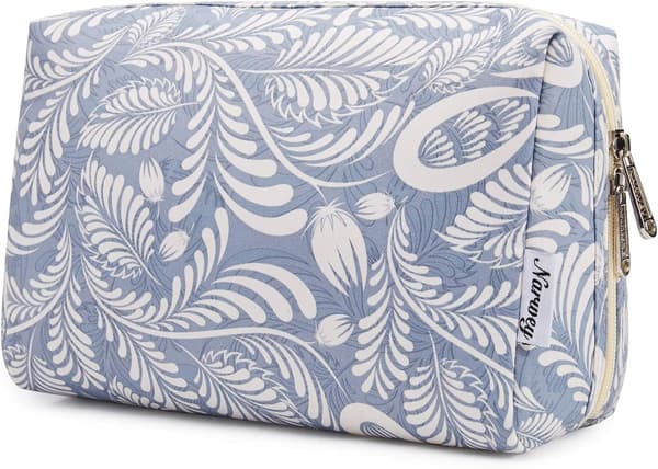 Stor Makeuppung Lynlåspose Rejse Kosmetik Organizer til Kvinder (Blå Blade) - 21*10*14CM