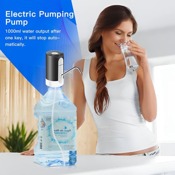 Vattendispenser, Elektrisk Portabel Vattenkranpump för 2-5 Gallon Flaskor Dunkar och Karaffer, USB-Laddning Vattendispenser