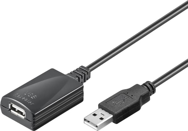 Aktiivinen USB-jatkokaapeli, 5 m, musta