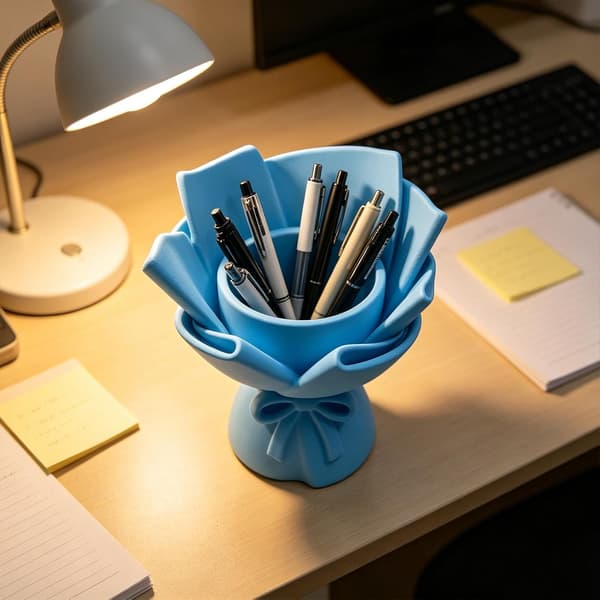 3D-printet buketpenholder med mat finish til kuglepenne, sort black