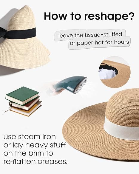 Dame Solstråhat Bred Skygge UPF 80 Sommerhat Sammenfoldelig Rul-op Floppy Strandhatte til Kvinder (kaffe) coffee