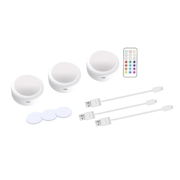 Oppladbare LED-spotter 13 RGB-farger 3-pakning Hvit