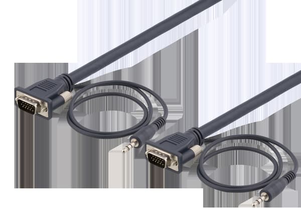 Skærmkabel HD15 han-han, 1m, 1920x1200 60Hz, 3.5mm lyd