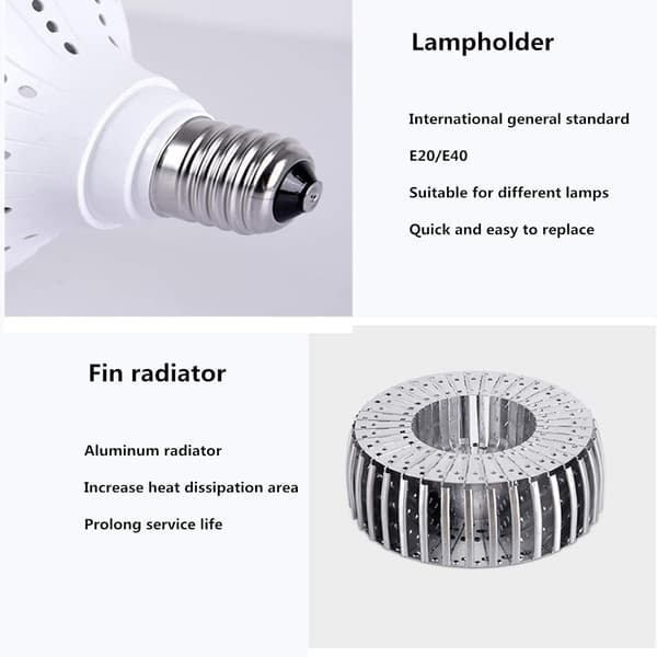 E27/E40 800W Industriella LED-lampor, Neutralvit 6500K, AC 85-265V, (E40, 80W)