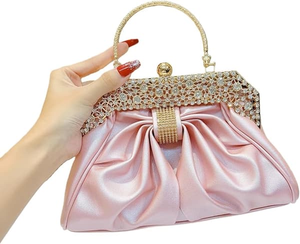 Kvinnor Faux Läder Vävd Aftonväska Clutch Fluga Semester Fest Handväskor Bröllop Formella Kedjeväskor (rosa) pink