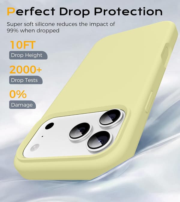 iPhone 17 Pro Max Cover, Flydende Silikoneetui, Cremegul iPhone17Promax