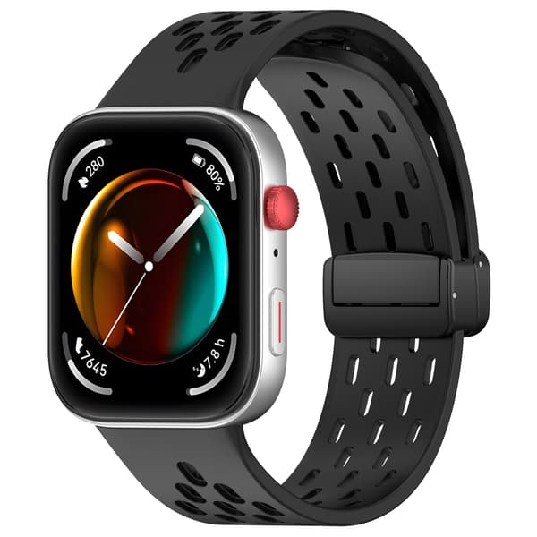 Huawei Watch Fit 3 Åndbar Silikonerem med Magnetspænde Sort
