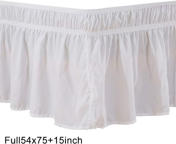 Sengekappe med justerbar elastisk linning, polyester sengekappe, (hvid, størrelse: Full 54 x 75 + 15 tommer)