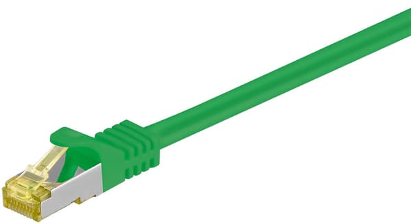 RJ45 patchkabel S/FTP (PiMF), 500 MHz, med CAT 7 råkabel, grön, 5 m