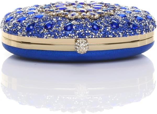 Diamantutsmyckad oval balkopplingsväska (blå, 19,5 cm*4,5 cm*15,5 cm) blue