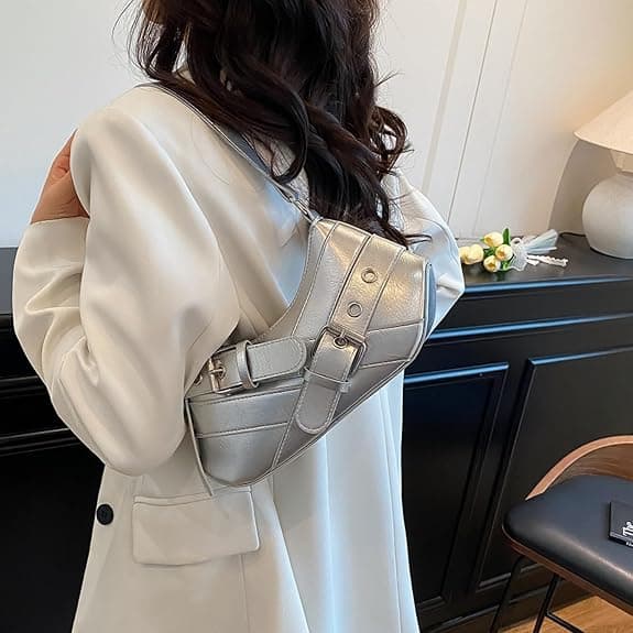 Skuldertasker til kvinder PU-læder clutch små pungetasker (sølv) silver