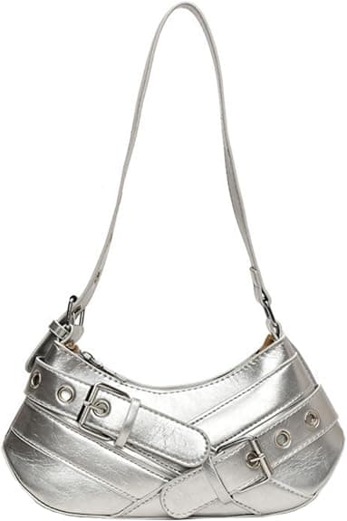 Skuldertasker til kvinder PU-læder clutch små pungetasker (sølv) silver