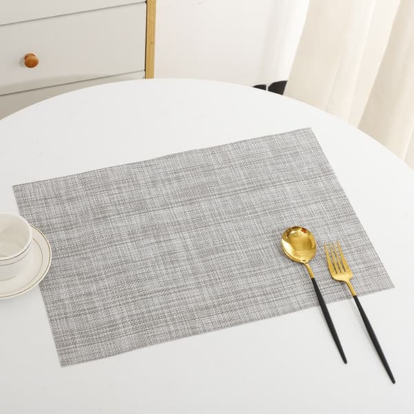 Sett med 6 spisebrikker, 30x45 cm, blandede farger Sølv+Hvit Silver+White