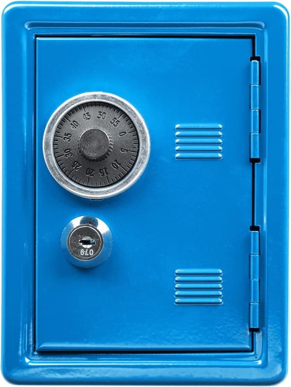 Økonomisk safe, 120 x 105 x 160 mm, blå, 1 stk