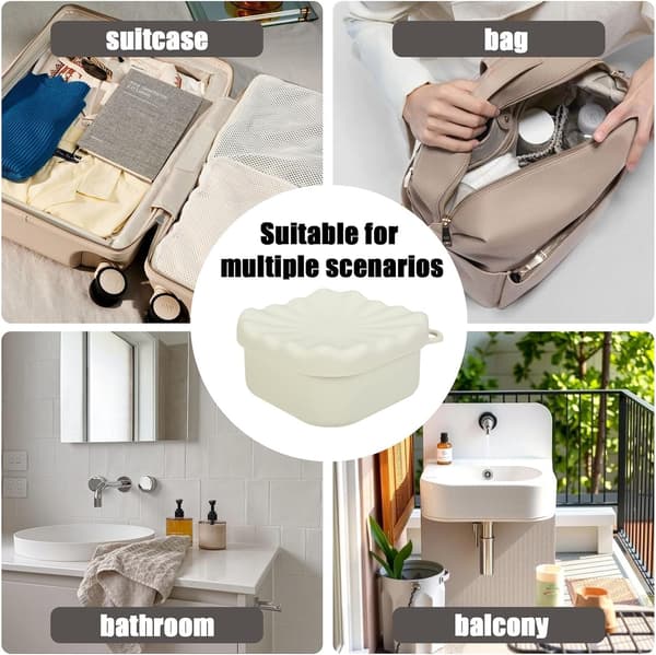 Firkantet Rejsesæbebeholder, Sæbeholder, Silikone Sæbebeholder, Råhvid beige