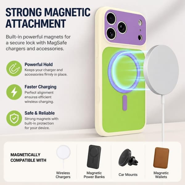 iPhone 17 Pro Magnetiskt skal i kontrastrik godisfärg, rosa iphone17PRO