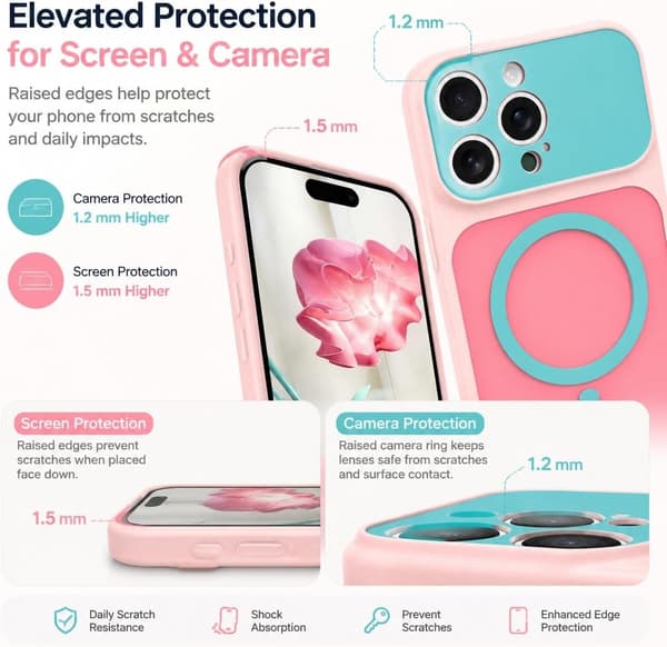 iPhone 16 Pro Max Magnetisk Deksel Kontrast Godterifarge, Rosa iPhone16PROMAX