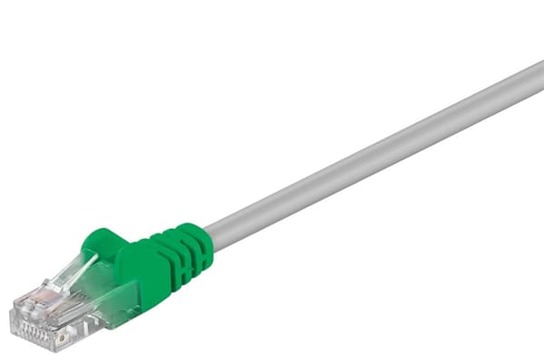 CAT 5e crossover patchkabel, U/UTP, grå-grön