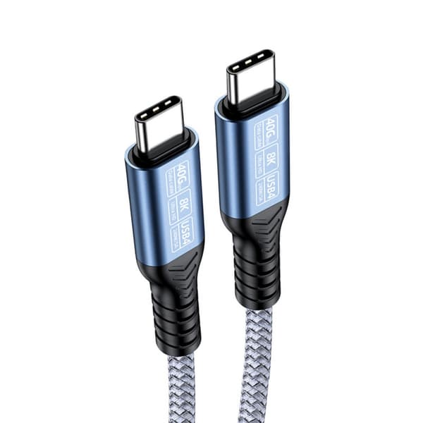 USB4 datakabel USB-C til USB-C, 40 Gbps, 240W PD, DP1.4 8K@60Hz, nylonflettet, kompatibel med Thunderbolt 4/3 og USB 3.2/3.0 Grå 0.5m Grå 0.5m Gray