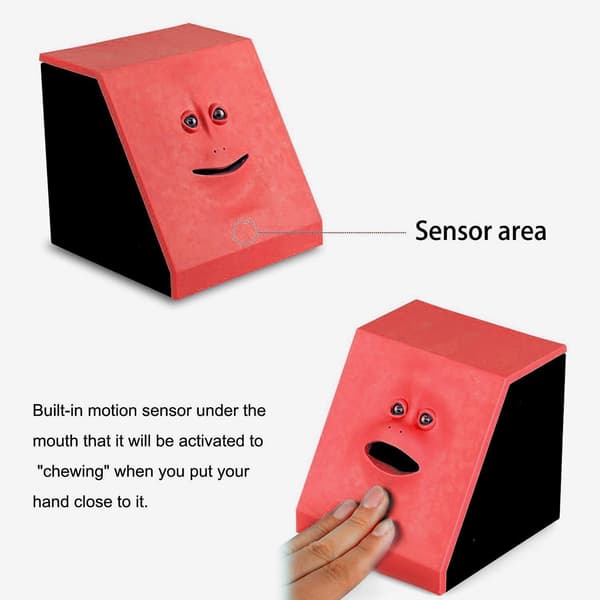 Penge-spisende ape sparegris, jule-, nyttårs- og bursdagsgave (rød).
