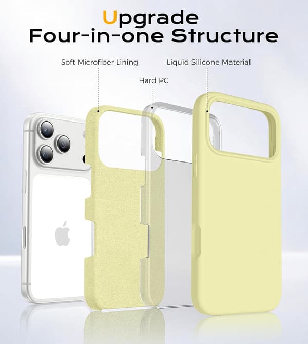 iPhone 17 Pro Max Cover, Flydende Silikoneetui, Cremegul iPhone17Promax