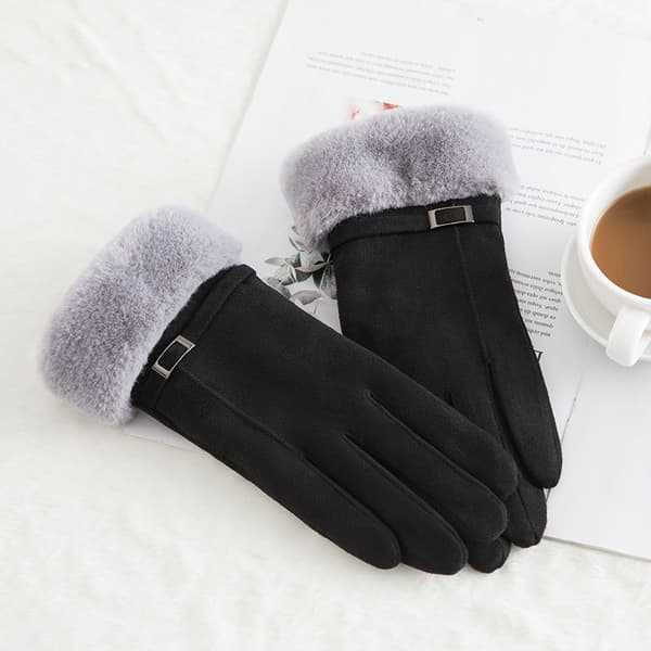 Ruskindshandsker til kvinder Touch Screen Vinter Varm Sort 80 Black