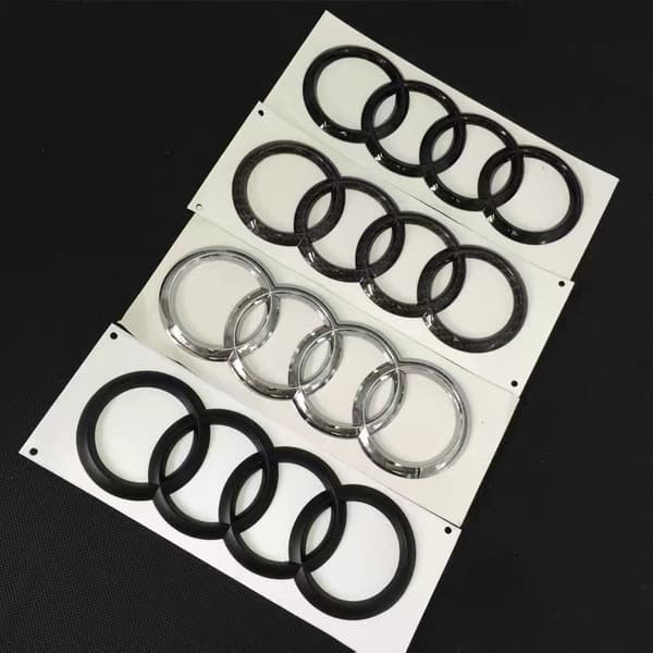 Svarta Audi-emblemringar fram och bak för A1 A3 A4 A5 273mm 192mm