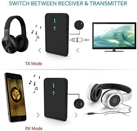 Bluetooth 5.0 sender og modtager, 2-i-1 trådløs Bluetooth-adapter, Bluetooth-lydadapter med lav latenstid til tv'er, biler og lydsystemer til hjemmet
