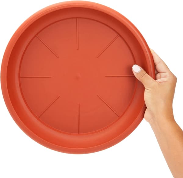 Rund plastplanteringsfat, terrakottafärgad dräneringsbricka (8 stycken), tjock