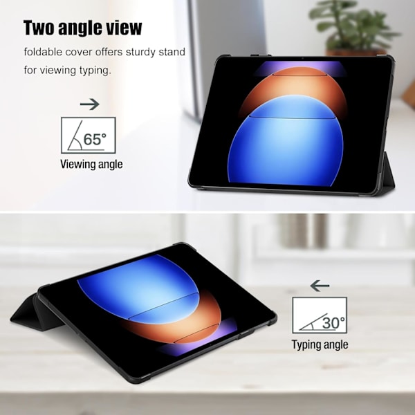 Xiaomi Pad 6S Pro 12.4\", Slankt Cover Stativ Hårdt Shell Case – Sort