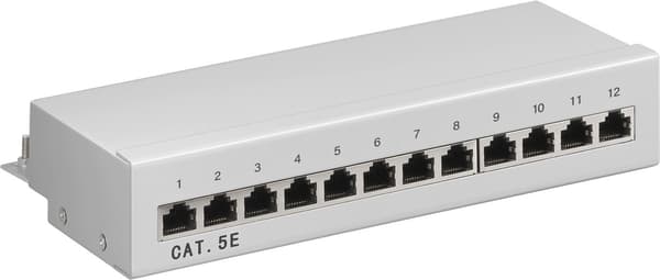 CAT 5e mini/desktop patchpanel, 12 porter (1 HE)