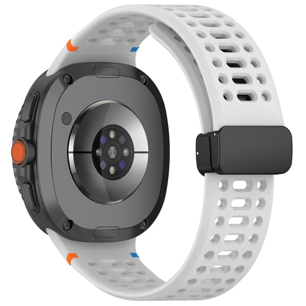 Silikonerem med magnetlås og åndehuller til Samsung Watch 8 og 8 Classic - Beige Lysegrå LightGrey