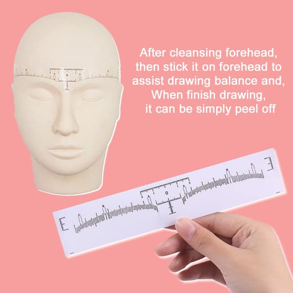 Förpackning med 100 engångs ögonbrynsmått, mätverktyg för microblading, självhäftande ögonbrynsmallar.