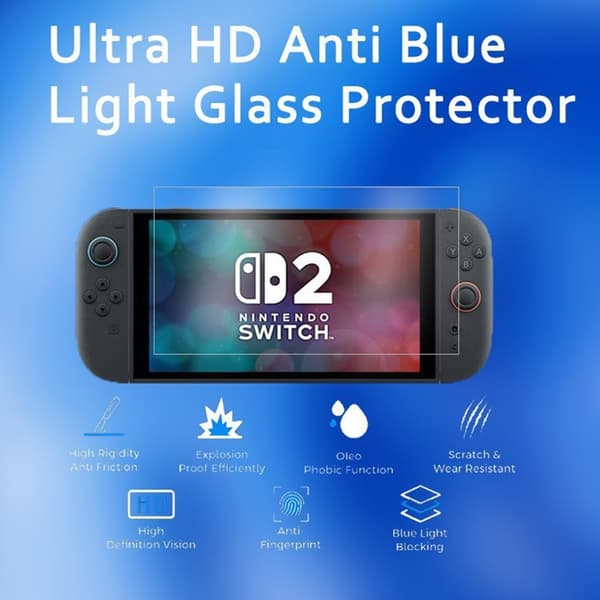 Switch2 Skärmskydd i Härdat Glas - Högaluminium (3-pack + Monteringsram) - Klart och Hållbart