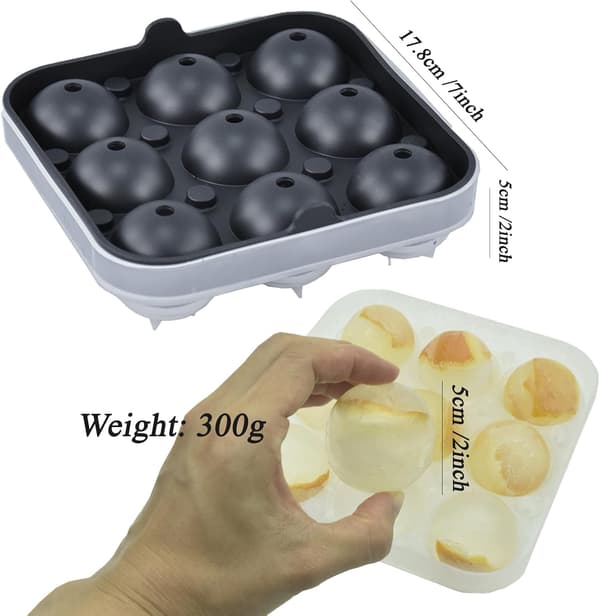 Silikonform för isbollar, runda iskubformar med lock, isbollar - 5 cm (9)