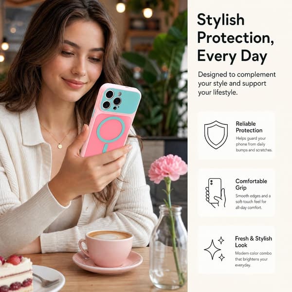 iPhone 16 Pro Max Magnetisk Cover Kontrast Candy Farve, Pink iPhone16PROMAX