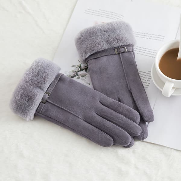 Ruskindshandsker til kvinder Touchscreen Vinter Varm Grå 76 Grey