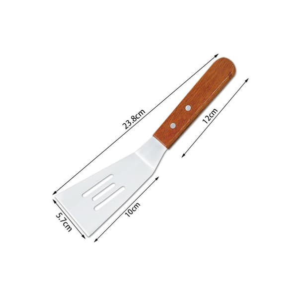 Spatel i rustfritt stål med trehåndtak - Perfekt for baking, grilling og matlaging